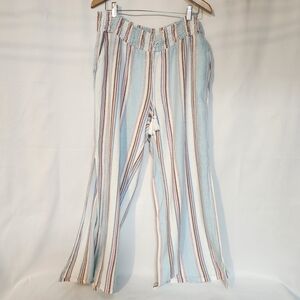 Vanilla Star Pastel Striped Pants Linen Blend Lagenlook Beach Wear Plus Size 2X